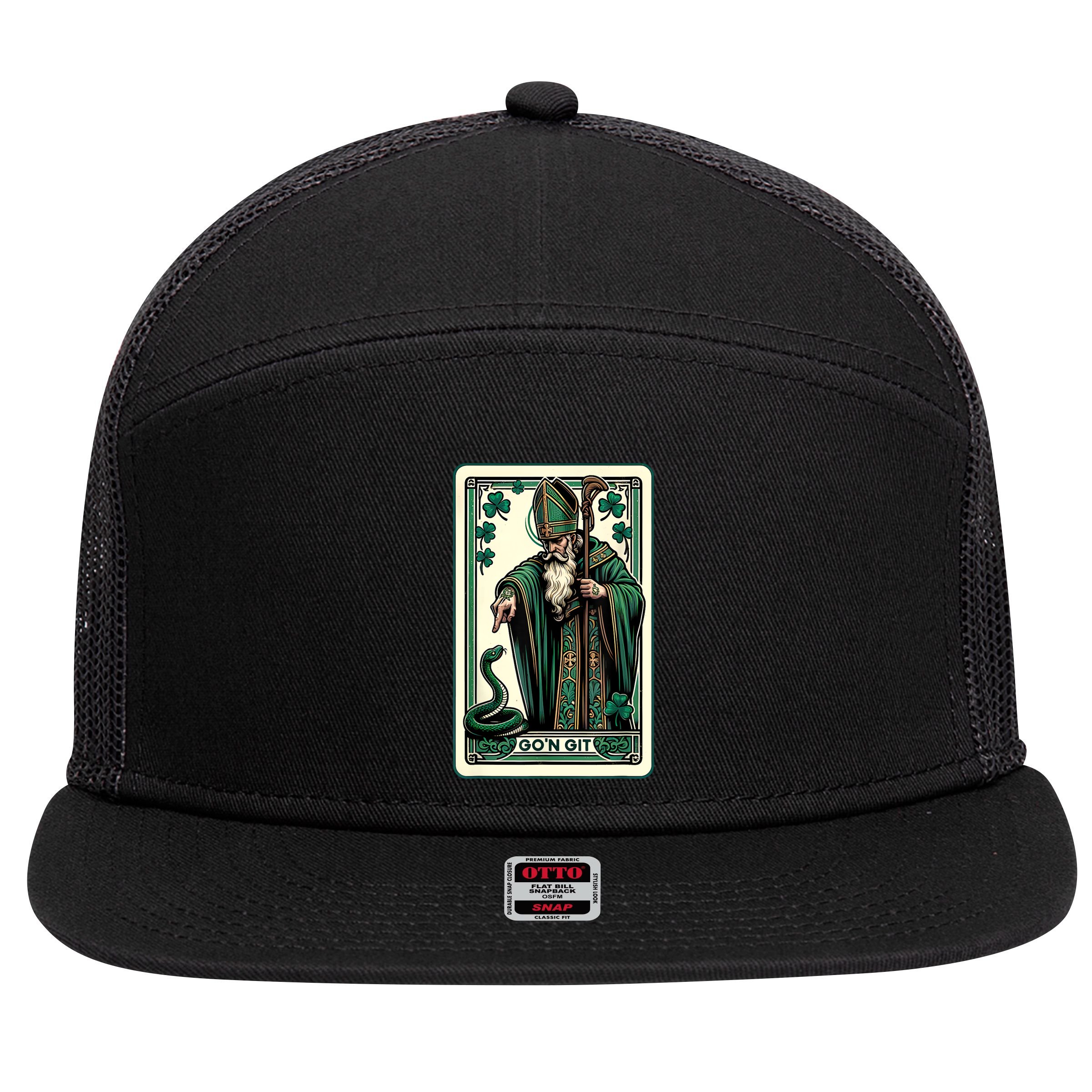 Tarot Card Funny St Patricks Day Gon Git St Patrick 7 Panel Mesh Trucker Snapback Hat