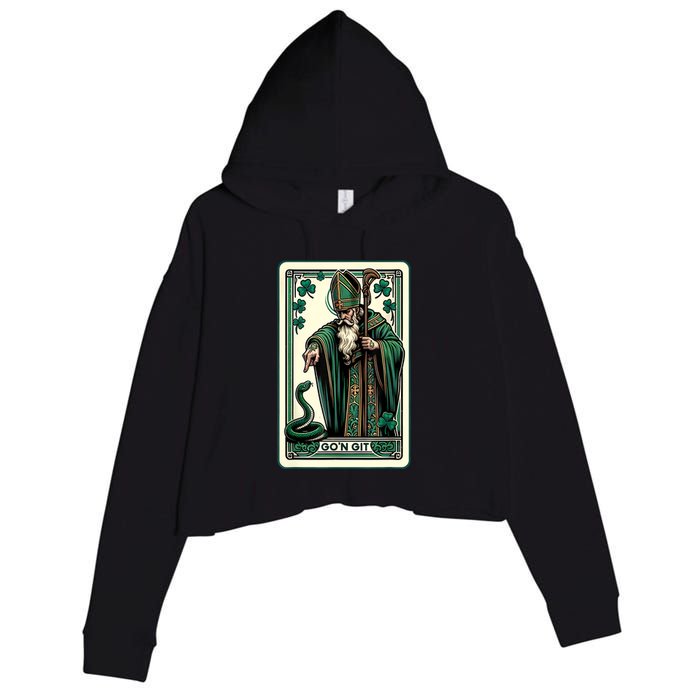 Tarot Card Funny St Patricks Day Gon Git St Patrick Crop Fleece Hoodie