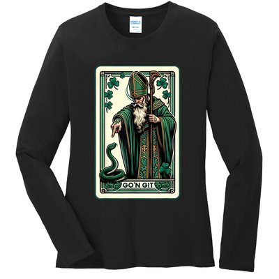 Tarot Card Funny St Patricks Day Gon Git St Patrick Ladies Long Sleeve Shirt