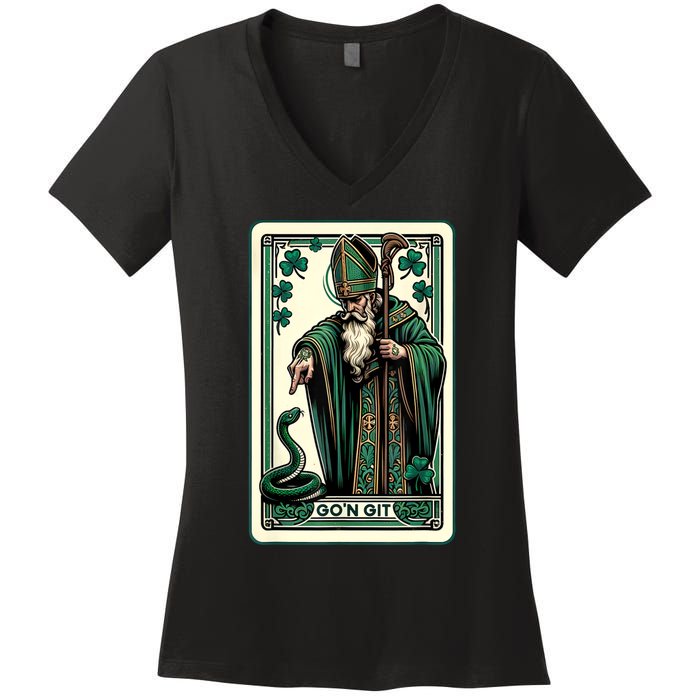 Tarot Card Funny St Patricks Day Gon Git St Patrick Women's V-Neck T-Shirt