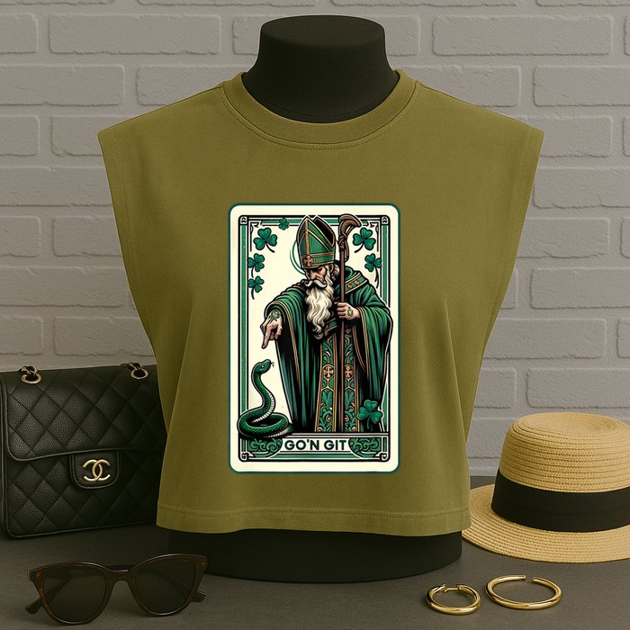 Tarot Card Funny St Patricks Day Gon Git St Patrick Garment-Dyed Women's Muscle Tee