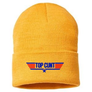 Top Cunt Funny Parody Sustainable Knit Beanie