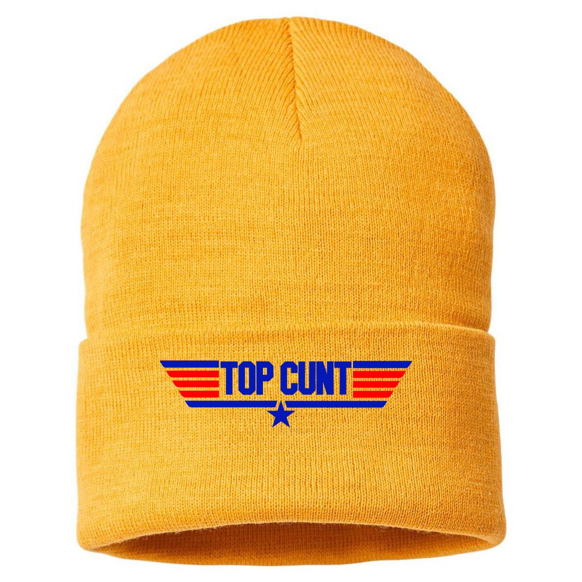 Top Cunt Funny Parody Sustainable Knit Beanie