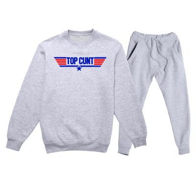 Top Cunt Funny Parody Premium Crewneck Sweatsuit Set