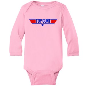 Top Cunt Funny Parody Baby Long Sleeve Bodysuit