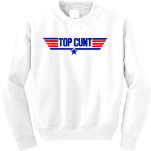 Top Cunt Funny Parody Kids Sweatshirt