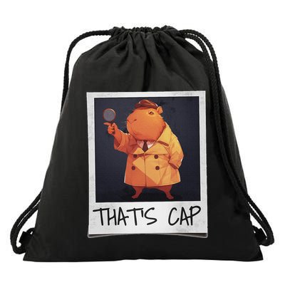ThatS Cap – Funny Detective Capybara Pointing Meme Drawstring Bag