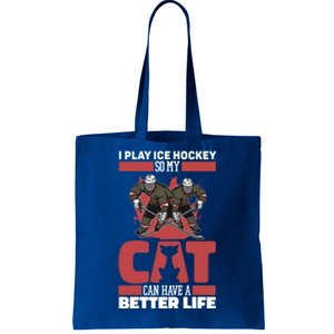 Team Cat Funny Gift Player Ice Hockey Great Gift Tote Bag