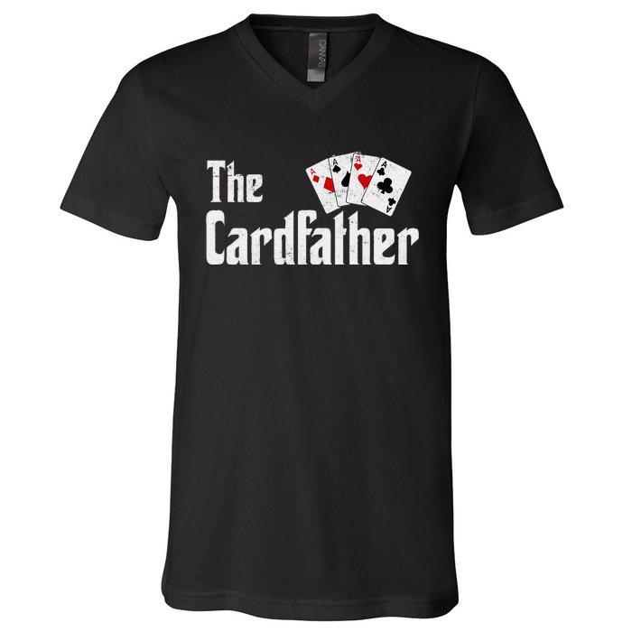 The Card Father Poker Game Cards Playing Dad FatherS Dad V-Neck T-Shirt