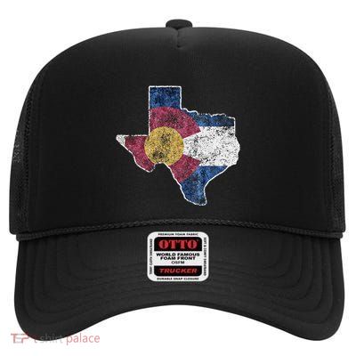 Texas Colorado Flag Family Usa Home State High Crown Mesh Back Trucker Hat