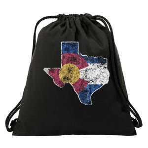 Texas Colorado Flag Family Usa Home State Drawstring Bag