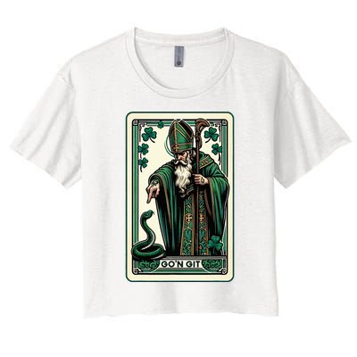 Tarot Card Funny St Patricks Day GoN Git St Patrick Women's Crop Top Tee