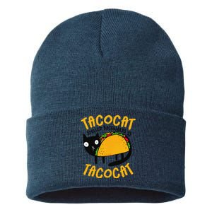 Taco Cat Funny I Love Tacos Sustainable Knit Beanie