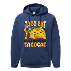 Taco Cat Funny Tacocat Cinco DeMayo Mexican Food Performance Fleece Hoodie