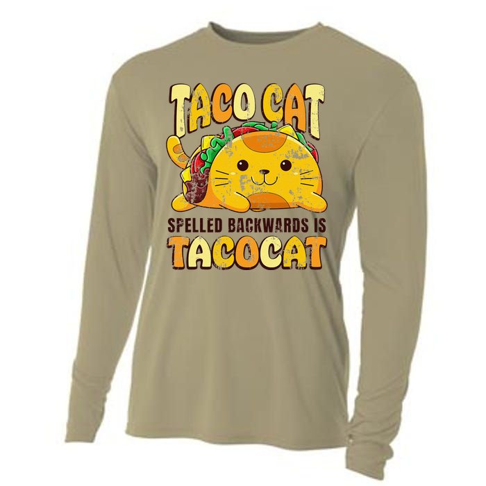 Taco Cat Funny Tacocat Cinco DeMayo Mexican Food Cooling Performance Long Sleeve Crew