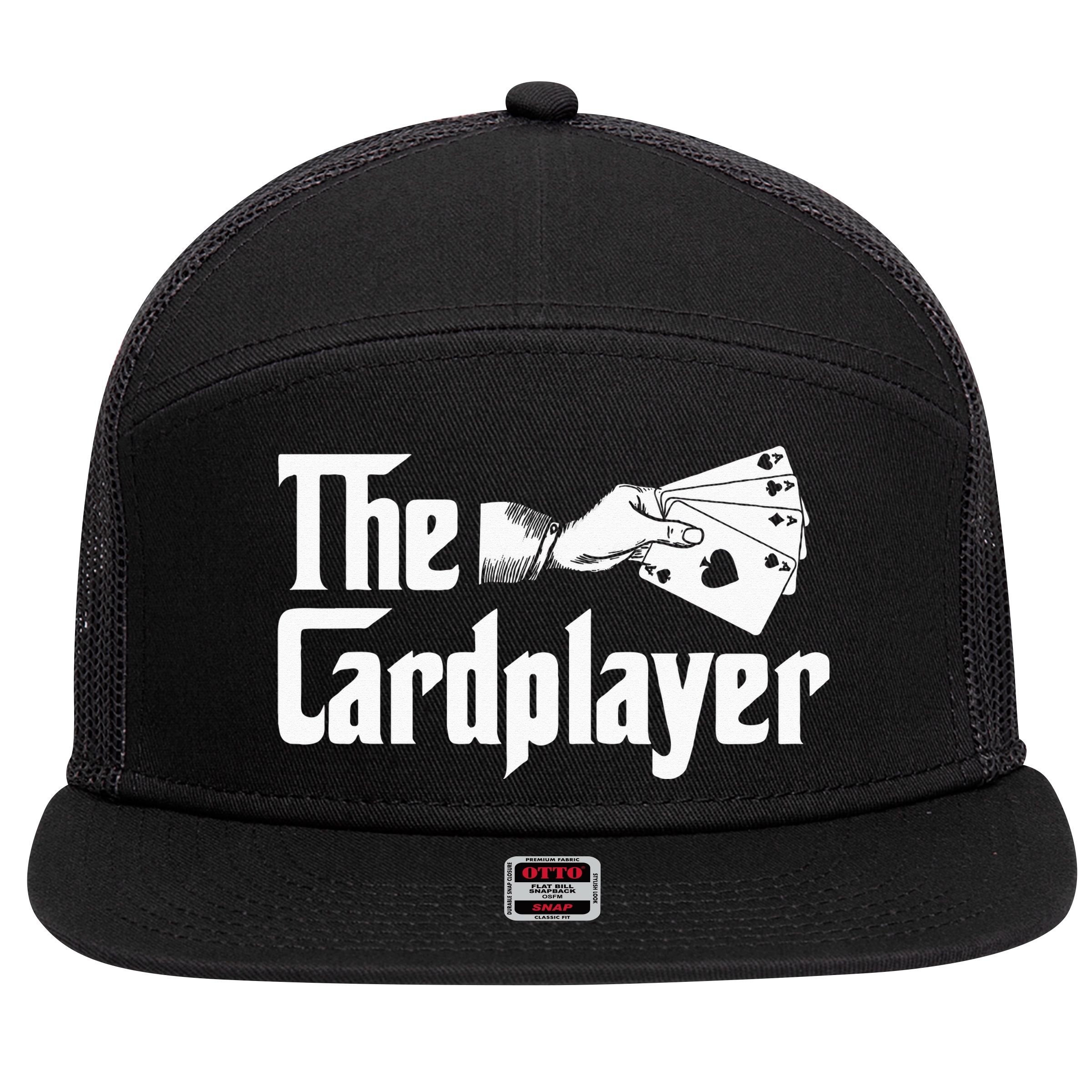The Cardplayer Funny Poker Card Player Casino Gambler 7 Panel Mesh Trucker Snapback Hat