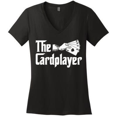 The Cardplayer Funny Poker Card Player Casino Gambler Women's V-Neck T-Shirt