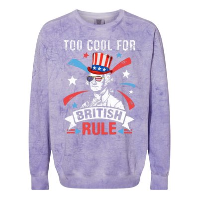 Too Cool For British Rule Patriotic Graphic Colorblast Crewneck Sweatshirt