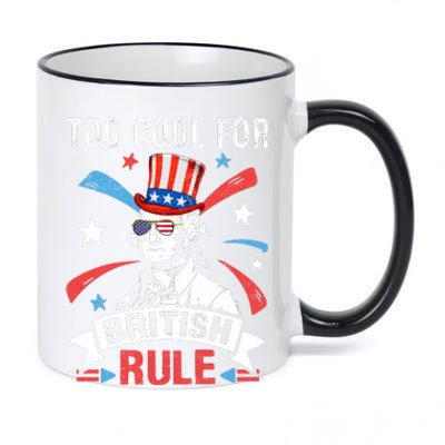 Too Cool For British Rule Patriotic Graphic 11oz Black Color Changing Mug