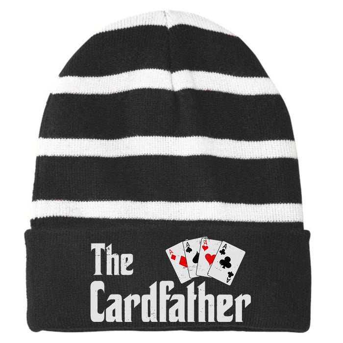 The Card Father Poker Game Cards Playing Dad FatherS Dad Striped Beanie with Solid Band