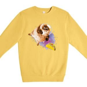 Taco Cat Funny Taco Cat In Space Taco Cat Premium Crewneck Sweatshirt