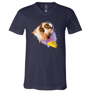 Taco Cat Funny Taco Cat In Space Taco Cat V-Neck T-Shirt