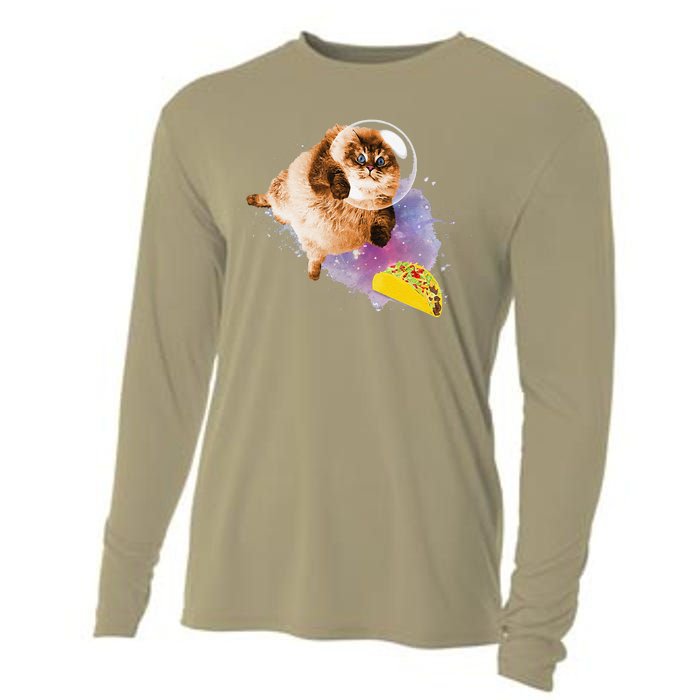 Taco Cat Funny Taco Cat In Space Taco Cat Cooling Performance Long Sleeve Crew