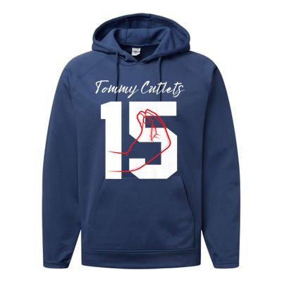 Tommy Cutlets Football Quarterback Ny Italian Hand Gesture Premium Performance Fleece Hoodie