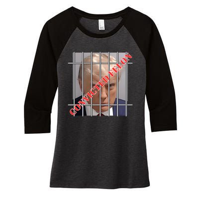 Trump Convicted Felon Women's Tri-Blend 3/4-Sleeve Raglan Shirt