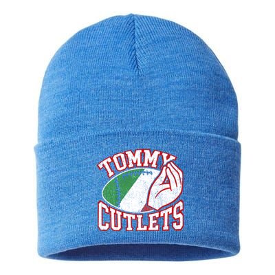 Tommy Cutlets Football Quarterback Ny Italian Hand Gesture Sustainable Knit Beanie