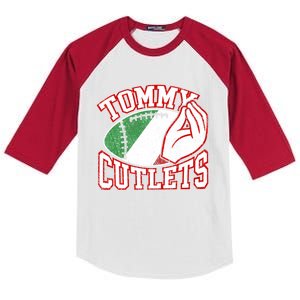 Tommy Cutlets Football Quarterback Ny Italian Hand Gesture Kids Colorblock Raglan Jersey