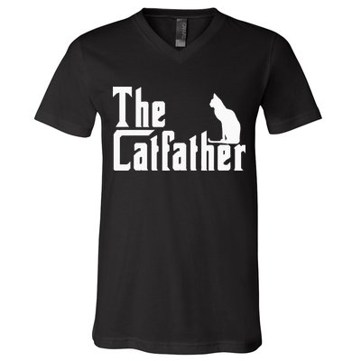 The Catfather Funny Cat Dad Father Lover V-Neck T-Shirt