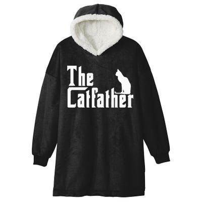 The Catfather Funny Cat Dad Father Lover Hooded Wearable Blanket