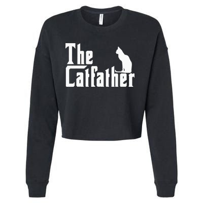 The Catfather Funny Cat Dad Father Lover Cropped Pullover Crew