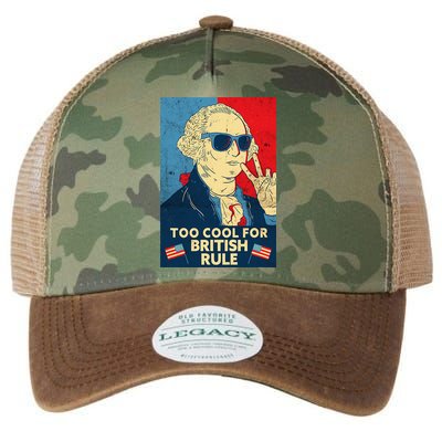 Too Cool For British Rule George Washington 4th of July Legacy Tie Dye Trucker Hat