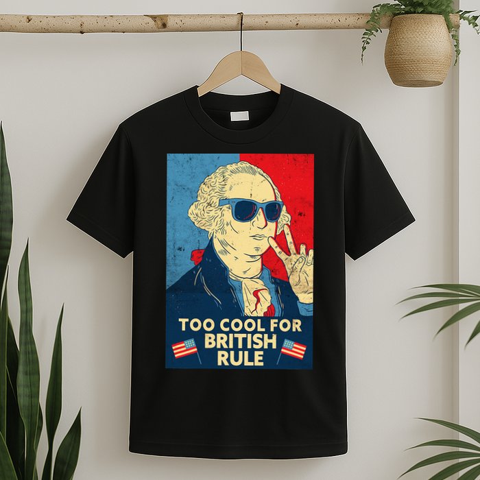 Too Cool For British Rule George Washington 4th of July T-Shirt