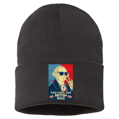 Too Cool For British Rule George Washington 4th of July Sustainable Knit Beanie