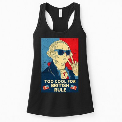 Too Cool For British Rule George Washington 4th of July Womens Tank Top