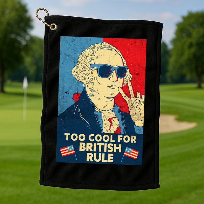 Too Cool For British Rule George Washington 4th of July Golf Towel