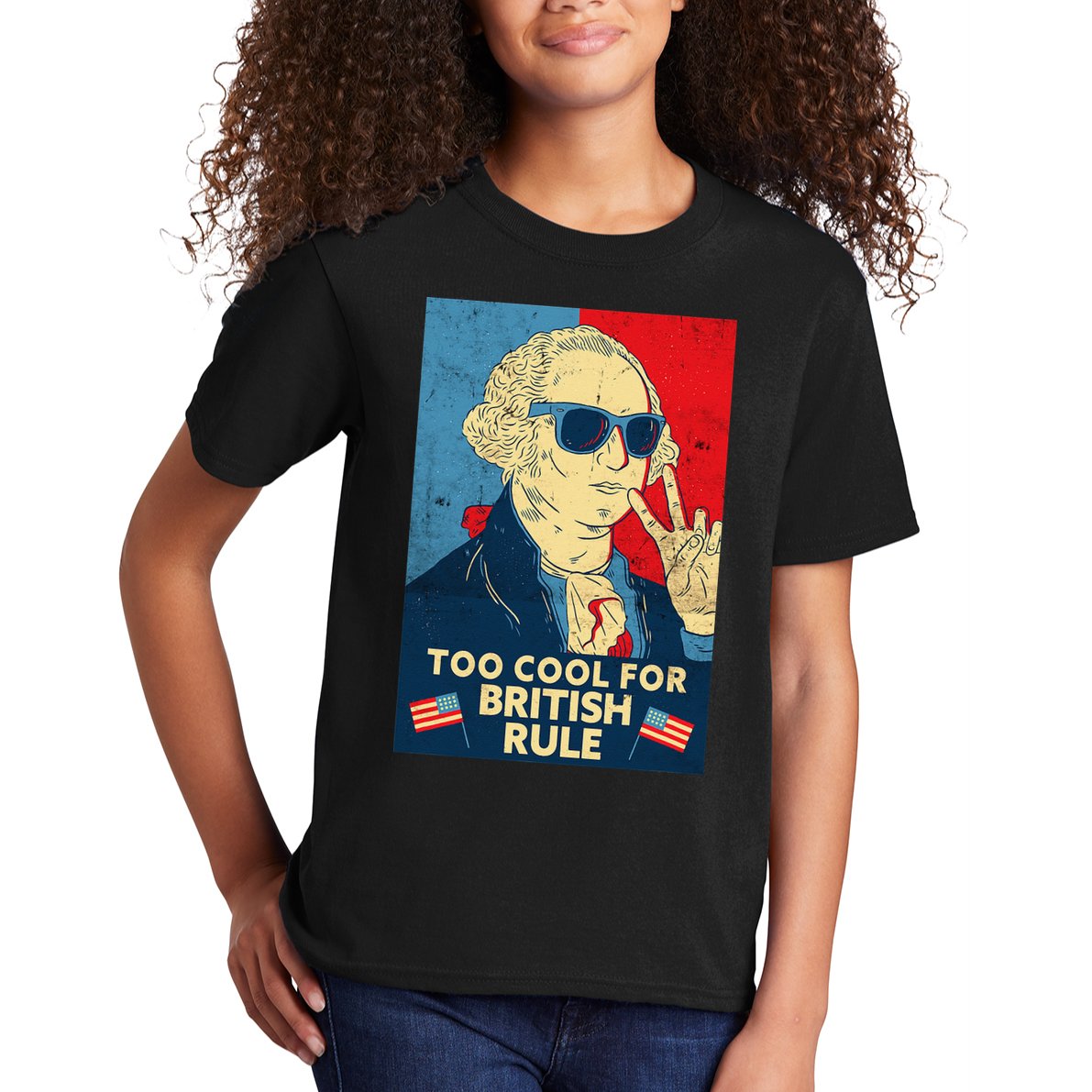 Too Cool For British Rule George Washington 4th of July Kids T-Shirt