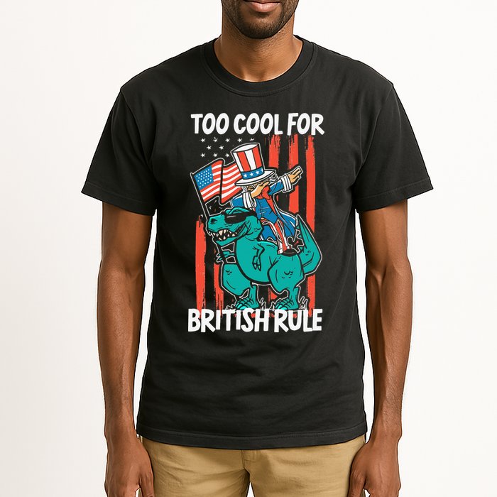 Too Cool For British Rule 4th Of July American Dinosaur Tall T-Shirt