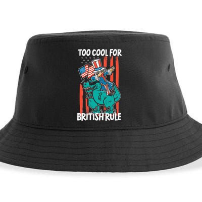Too Cool For British Rule 4th Of July American Dinosaur Sustainable Bucket Hat