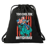 Too Cool For British Rule 4th Of July American Dinosaur Drawstring Bag