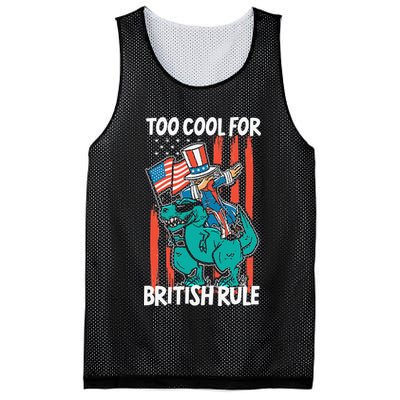 Too Cool For British Rule 4th Of July American Dinosaur Mesh Reversible Basketball Jersey Tank