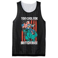 Too Cool For British Rule 4th Of July American Dinosaur Mesh Reversible Basketball Jersey Tank