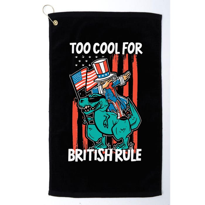 Too Cool For British Rule 4th Of July American Dinosaur Golf Towel