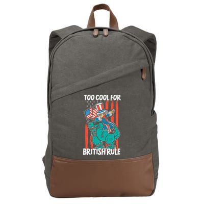 Too Cool For British Rule 4th Of July American Dinosaur Cotton Canvas Backpack