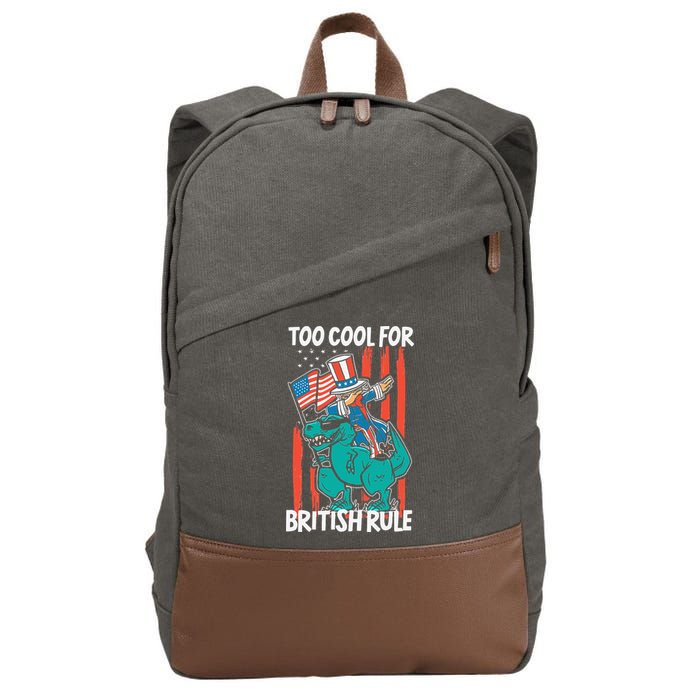 Too Cool For British Rule 4th Of July American Dinosaur Cotton Canvas Backpack