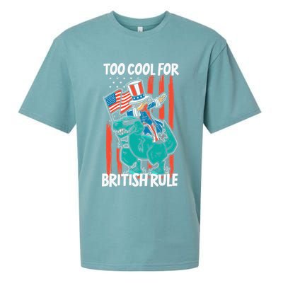 Too Cool For British Rule 4th Of July American Dinosaur Sueded Cloud Jersey T-Shirt