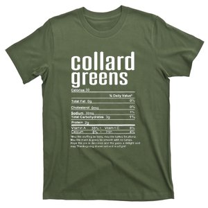 Thanksgiving Christmas Funny Collard Greens Nutrition Facts T-Shirt